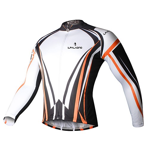 

ILPALADINO Men's Long Sleeve Cycling Jersey White Bike Jersey Top Mountain Bike MTB Road Bike Cycling Thermal / Warm Fleece Lining Ultraviolet Resistant Sports Winter Elastane Fleece Clothing Apparel
