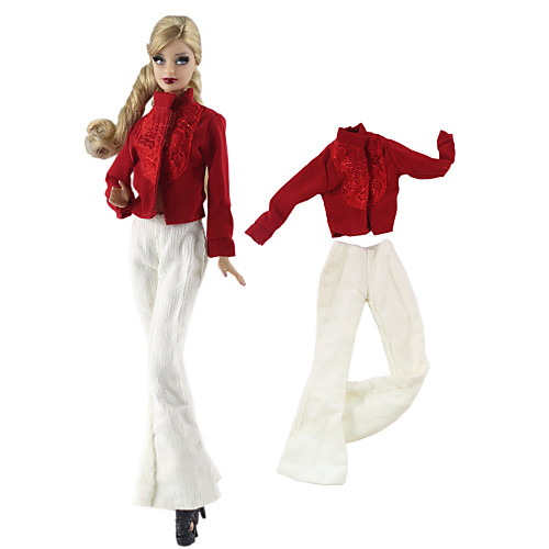 

Кукольный наряд Кукольные штаны Брюки Топы Для Barbie Red and White Нетканое полотно Ткань Хлопковая ткань Кофты / Брюки Для Девичий игрушки куклы