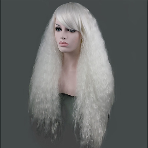 

Synthetic Wig Curly Senegalese Twist Side Part Wig Long White Synthetic Hair 28 inch Women's Synthetic White