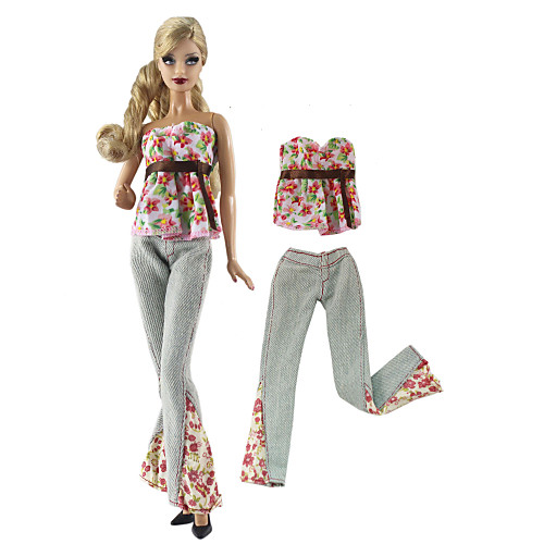 

Кукольный наряд Кукольные штаны Брюки Топы 2 pcs Для Barbie Мода Розовый и Зеленый Нетканое полотно Ткань Хлопковая ткань Кофты / Брюки Для Девичий игрушки куклы