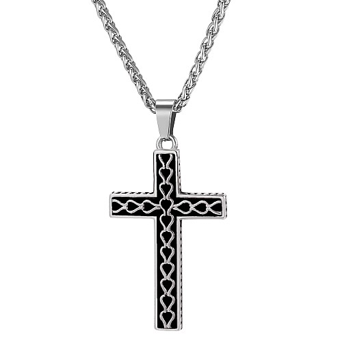 

Men's Pendant Necklace Classic Cross Classic Vintage Stainless Steel Gold Black Silver 55 cm Necklace Jewelry 1pc For Gift Daily