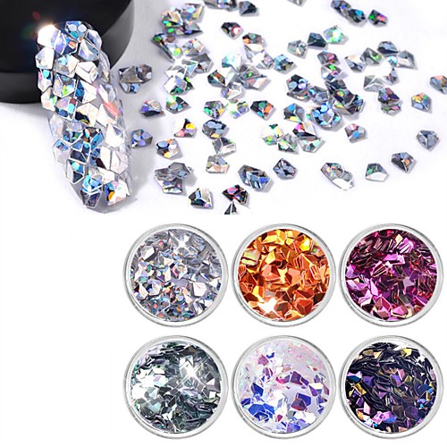 

Gemstone & Crystal Glitter Powder 3D Nail Stickers Sequins For Finger Nail Toe Nail 3D Interface / Transparent / New Design Jewelry Series Romantic Series White Series nail art Manicure Pedicure