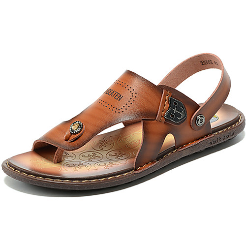 

Men's Comfort Shoes Cowhide Summer / Spring & Summer Classic / Vintage Sandals Water Shoes / Upstream Shoes Breathable Brown