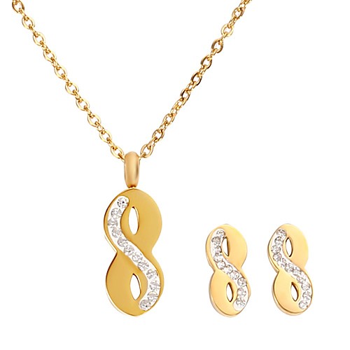 

Women's Clear Cubic Zirconia tiny diamond Drop Earrings Pendant Necklace Trace Number Ladies Stylish Unique Design Dangling Rhinestone Titanium Steel Steel Stainless Earrings Jewelry Gold / Silver For