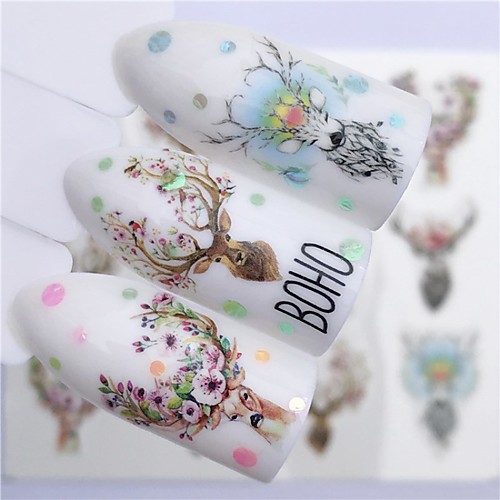 

5 pcs Water Transfer Sticker Elk / Flower nail art Manicure Pedicure Best Quality Trendy / Fashion Christmas
