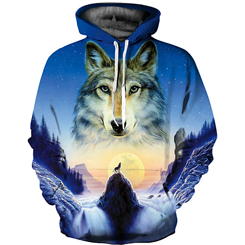 

Men's Basic / Exaggerated Long Sleeve Hoodie - 3D Hooded Blue XL / Spring / Fall