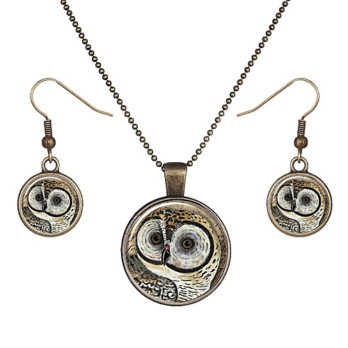 

Women's Hoop Earrings Necklace Vintage Style Owl Ladies Vintage Earrings Jewelry Gold For Daily 1 set
