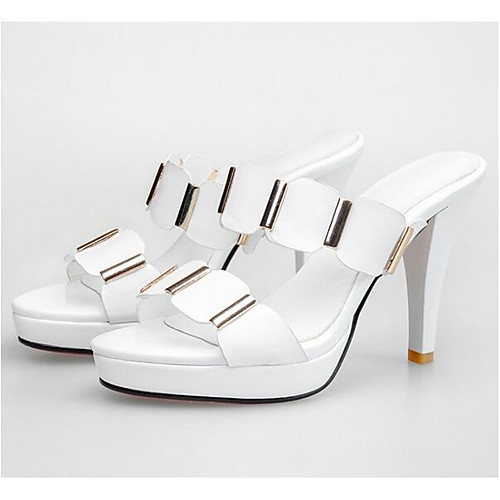 

Жен. Комфортная обувь Наппа Leather Весна Сандалии На шпильке Белый / Черный