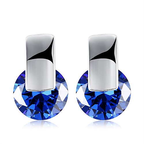 

Women's Blue Sapphire AAA Cubic Zirconia Earrings Classic Ladies Fashion 18K Gold Earrings Jewelry White / Royal Blue For Party / Evening Daily 1 Pair