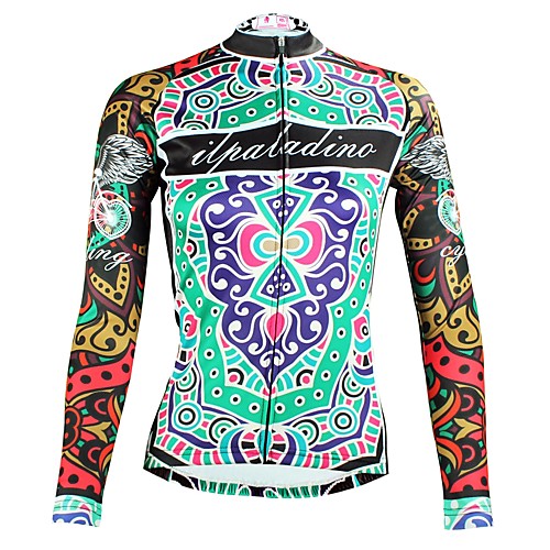 

ILPALADINO Women's Long Sleeve Cycling Jersey Green Floral Botanical Bike Top Mountain Bike MTB Road Bike Cycling Breathable Quick Dry Ultraviolet Resistant Sports Winter Elastane Clothing Apparel
