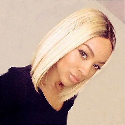 

Необработанные натуральные волосы Лента спереди Парик Стрижка боб Средняя часть Глубокое разделение Kardashian стиль Бразильские волосы Вытянутые Блондинка Парик 150% Плотность волос