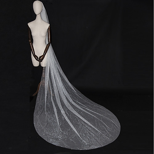 

One-tier Luxury / Elegant & Luxurious Wedding Veil Cathedral Veils with Sparkling Glitter / Paillette Tulle / Angel cut / Waterfall