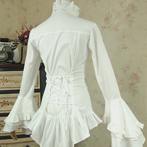 фото Прицесса викторианский стиль блузы / сорочки девочки мужской хлопок японский косплей костюмы белый однотонный винтаж вспышка рукава длинный рукав lightinthebox