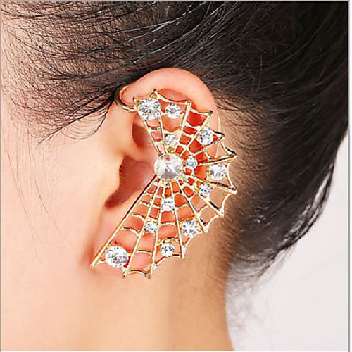 

Women's Clear Cubic Zirconia Ear Cuff Climber Earrings Hollow Out Spiders Ladies Stylish Unique Design European Rhinestone Earrings Jewelry Gold / Silver For Party Street 1pc