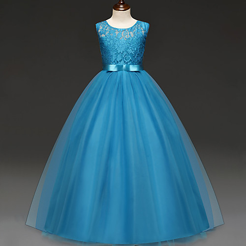 

Princess Dress Flower Girl Dress Girls' Movie Cosplay A-Line Slip Cosplay White / Purple / Ink Blue Dress Halloween Carnival Masquerade Tulle Lace Polyester