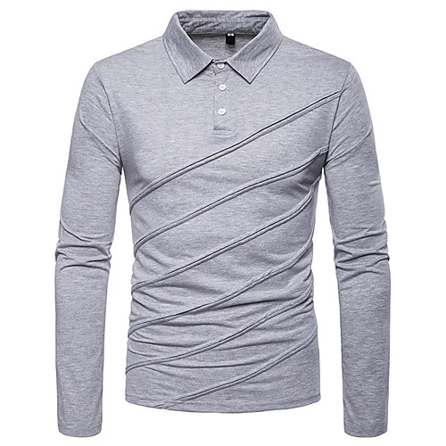 

Men's Daily Weekend Basic / Street chic Polo - Striped / Solid Colored Black