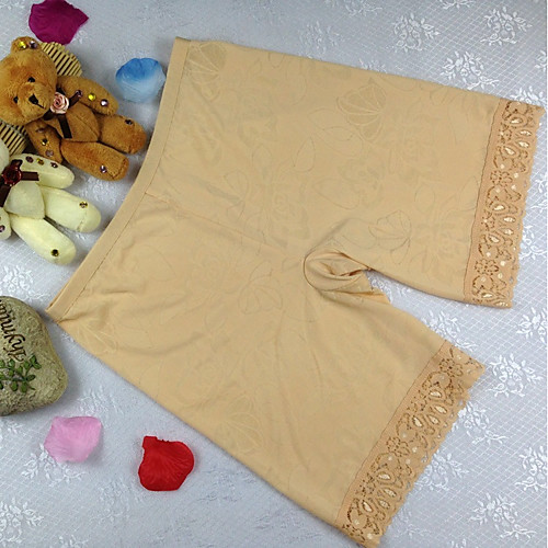 

Women's Lace Cotton Shaping Panties - Normal, Solid Colored Mid Waist Black White Beige One-Size