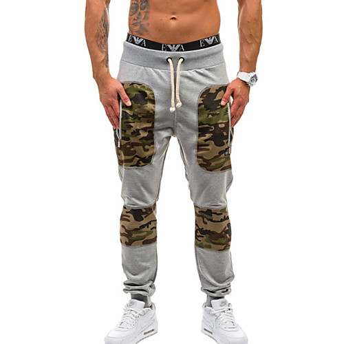 

Men's Sports Sweatpants Pants - Color Block / Camo / Camouflage Cotton Black Dark Gray Light gray L XL XXL