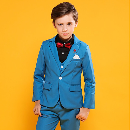 

Темно-синий / Небесно-голубой Хлопок / Полиэфир / Вискоза Детский праздничный костюм - 3 предмета Включает в себя Куртка / Жилетка / Брюки