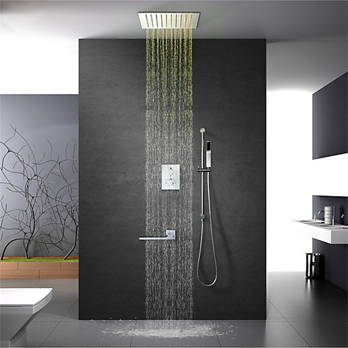 

Shower Faucet Set - Rain Shower Contemporary Chrome Wall Mounted Brass Valve Bath Shower Mixer Taps