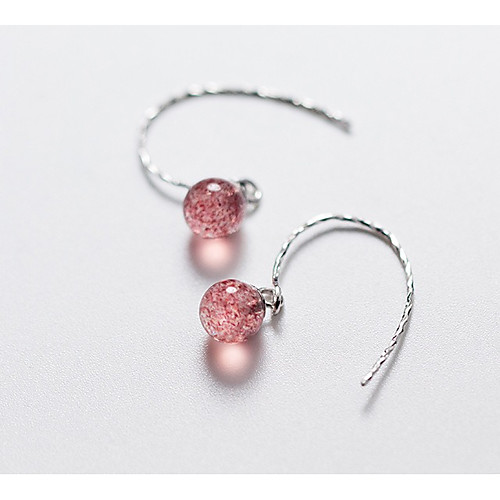

Women's Pink Crystal Hoop Earrings Classic Ladies Stylish Sweet S925 Sterling Silver Earrings Jewelry Pink For Birthday Date 1 Pair
