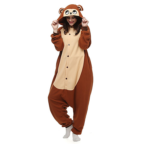 

Adults' Kigurumi Pajamas Monkey Animal Onesie Pajamas Polar Fleece Brown Cosplay For Men and Women Animal Sleepwear Cartoon Festival / Holiday Costumes