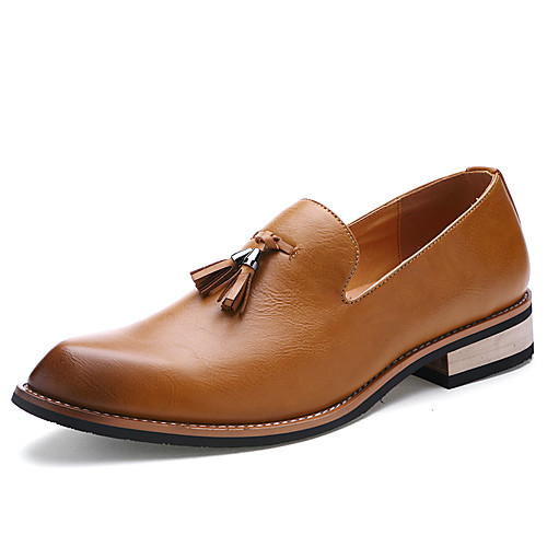

Men's Spring / Summer Business / Casual Wedding Daily Loafers & Slip-Ons Walking Shoes Faux Leather Non-slipping Wear Proof Light Brown / Black / Burgundy / Tassel