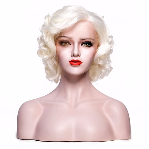 

Synthetic Lace Front Wig Curly Curly Weave Layered Haircut Deep Parting with Baby Hair Glueless Lace Front Lace Front Wig Short Creamy-white Synthetic Hair 12 inch Women's Cosplay Party Women White