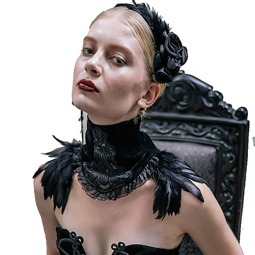 

Черный лебедь Все Винтаж Готика Steampunk Бижутерия Аксессуары Лолиты Ожерелья Ожерелье Шарф Черный Мода Перья Винтаж Neckwear Лолита Аксессуары