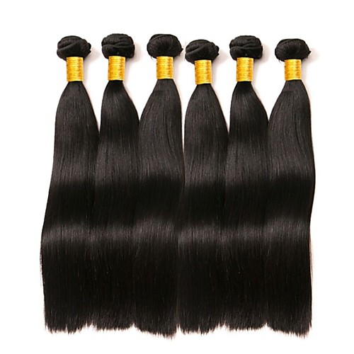 

6 Bundles Malaysian Hair Straight Human Hair Natural Color Hair Weaves / Hair Bulk Bundle Hair One Pack Solution 8-28 inch Natural Natural Color Human Hair Weaves Silky Smooth Best Quality Human Hair