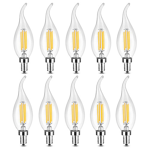 

YWXLIGHT 10 шт. 4 W 300-400 lm E14 LED лампы в форме свечи LED лампы накаливания C35 4 Светодиодные бусины COB Диммируемая Тёплый белый Белый 220-240 V