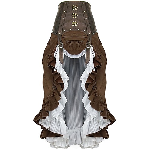 фото Steampunk нижняя юбка жен. пайетки заклепки шифон хлопок костюм кофейный винтаж косплей Lightinthebox