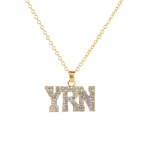 

Men's Cubic Zirconia Pendant Necklace Classic Letter Rock Hip-Hop Rhinestone Alloy Gold 61 cm Necklace Jewelry 1pc For Daily Street