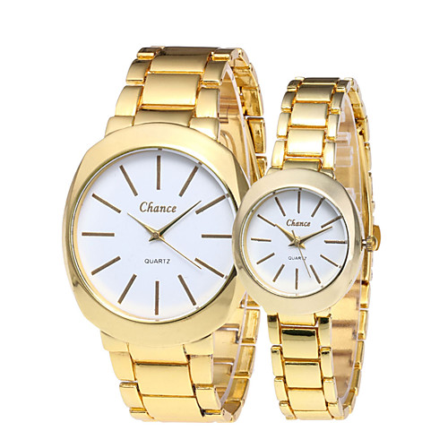 

Couple's Wrist Watch Gold Watch Quartz Matching His And Her Stainless Steel Gold 30 m Water Resistant / Waterproof Casual Watch Analog Casual Fashion Simple watch - White Black Golden