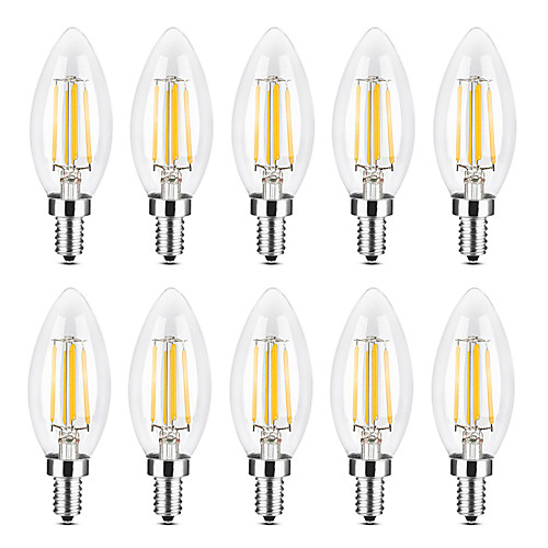 

YWXLIGHT 10 шт. 4 W 300-400 lm E14 LED лампы в форме свечи LED лампы накаливания C35 4 Светодиодные бусины COB Диммируемая Тёплый белый Белый 220-240 V