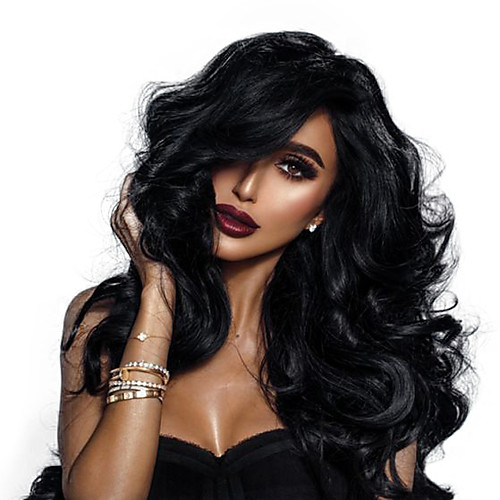 

Remy Human Hair 360 Frontal Wig Deep Parting Kardashian style Brazilian Hair Wavy Natural Wig 150% 180% Density with Baby Hair Best Quality Hot Sale Thick Women's Long Human Hair Lace Wig WoWEbony
