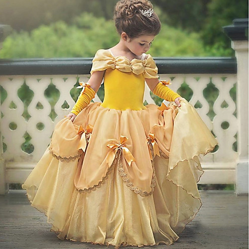 фото Принцесса красавица винтаж платья костюм для вечеринки девочки детские костюм небесно-голубой / желтый / бледно-лиловый винтаж косплей без рукавов / платье / платье Lightinthebox
