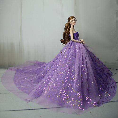 

Doll Dress Party / Evening For Barbiedoll Purple Blue Pink Tulle Lace Paillette Dress For Girl's Doll Toy