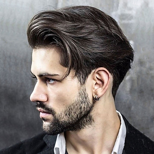 

Men's Human Hair Toupees Straight 100% Hand Tied Soft