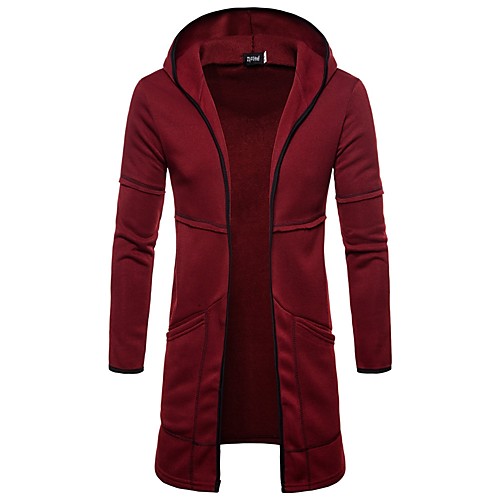

Men's Zipper Track Jacket Solid Color Running Fitness Gym Workout Hoodie Top Long Sleeve Activewear Windproof Stretchy Slim