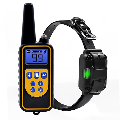 

Dog Collar Training Anti Bark Electric LCD Display Remote Controlled Sound Vibration Classic Metalic Plastic Black
