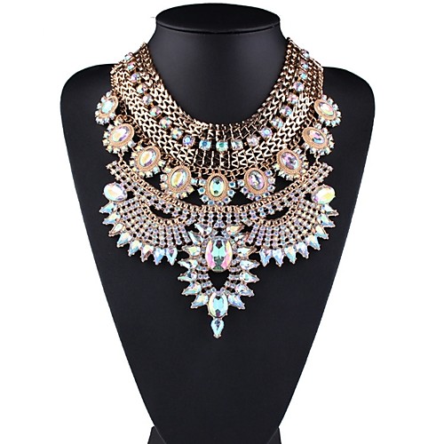 

Women's Collar Necklace Hollow Out Ladies Stylish Classic Hyperbole Rhinestone Imitation Diamond Alloy Gold 446.5 cm Necklace Jewelry 1pc For Daily