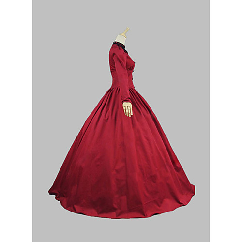 фото Викторианский стиль средневековый 18-ый век платья костюм для вечеринки маскарад с пышной юбкой жен. кружева кружево хлопок костюм красный винтаж косплей для вечеринок выпускной длинный рукав длинный Lightinthebox