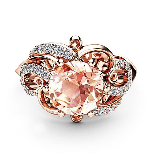 

Women's Ladies Ring Diamond Cubic Zirconia Citrine 1pc Rose Gold Copper Rose Gold Plated Imitation Diamond Ladies Artistic Romantic Party Date Jewelry Hollow Out Petal Clouds Lovely