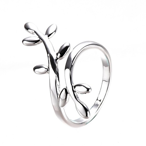 

Women's Open Ring wrap ring 1pc Silver Silver-Plated Ladies Stylish Simple Daily Jewelry Crossover Leaf