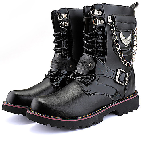 

Муж. Fashion Boots Синтетика Зима На каждый день / Английский Ботинки Сохраняет тепло Сапоги до середины икры Черный