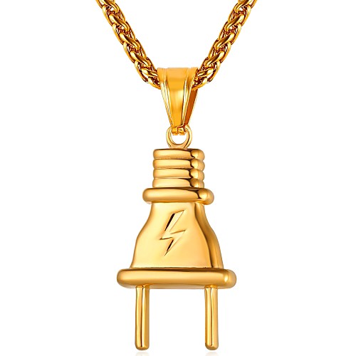 

Men's Pendant Necklace Classic Plug Fashion Stainless Steel Gold Black Silver 55 cm Necklace Jewelry 1pc For Gift Daily