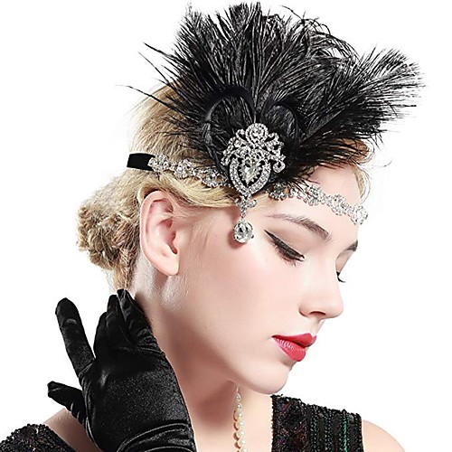 фото The great gatsby чарльстон винтаж 1920s бурные 20-е обруч в стиле флэппер головные уборы жен. костюм головные уборы черный винтаж косплей для вечеринок выпускной Lightinthebox