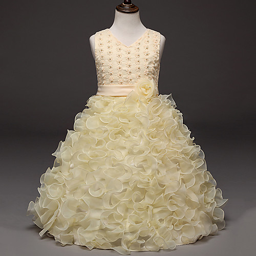 

Принцесса Макси Детское праздничное платье - Органза / Тюль / Сатиновый шифон Без рукавов Круглый вырез с Однотонные / Несколько слоев от LAN TING Express