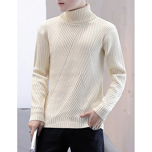 

Муж. Повседневные Однотонный Длинный рукав Обычный Пуловер Бежевый / Серый XL / XXL / XXXL